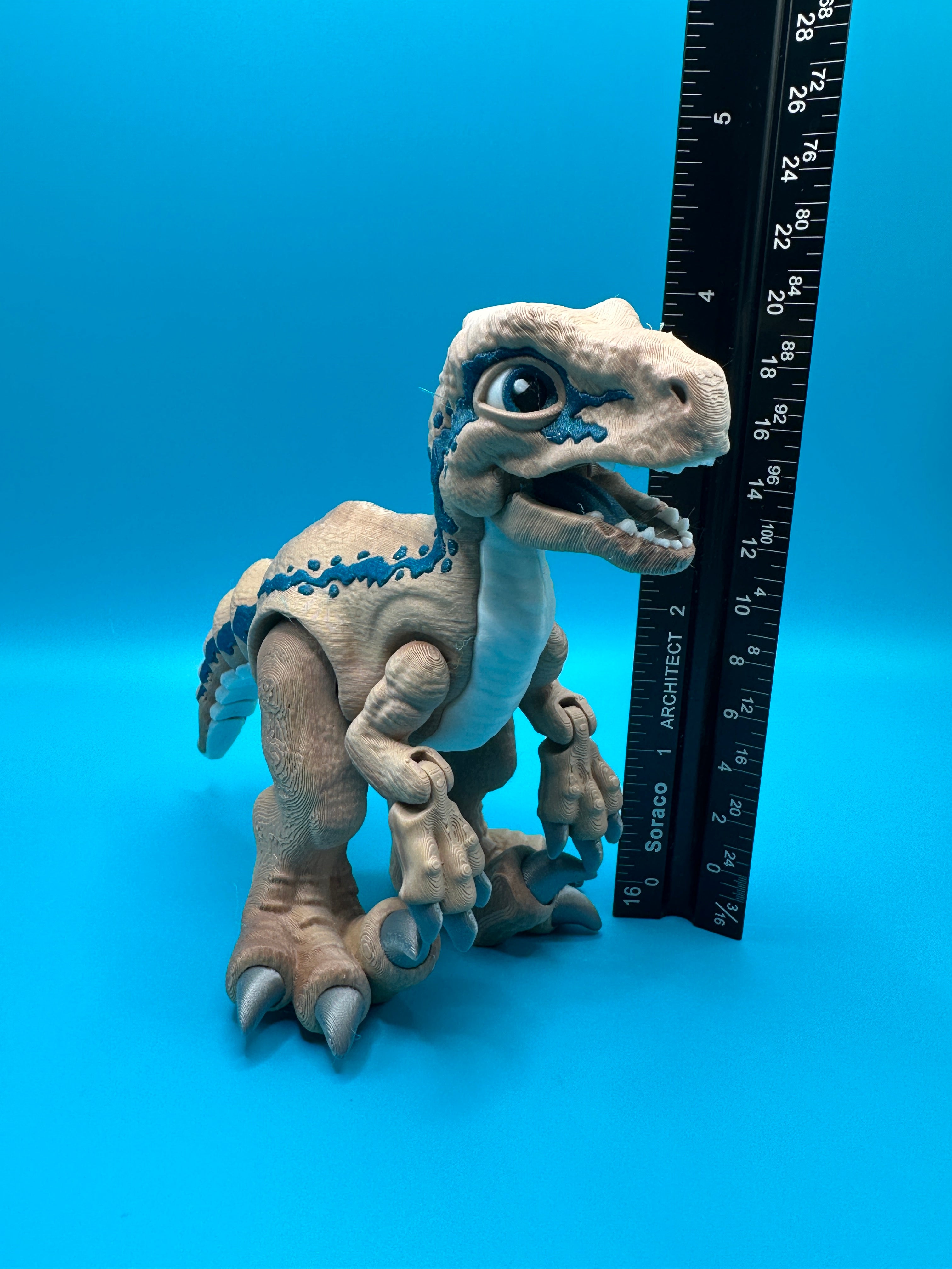 Articulated Velociraptor Dinosaur Fidget Desk Toy | Stlflix | Blue | Raptor