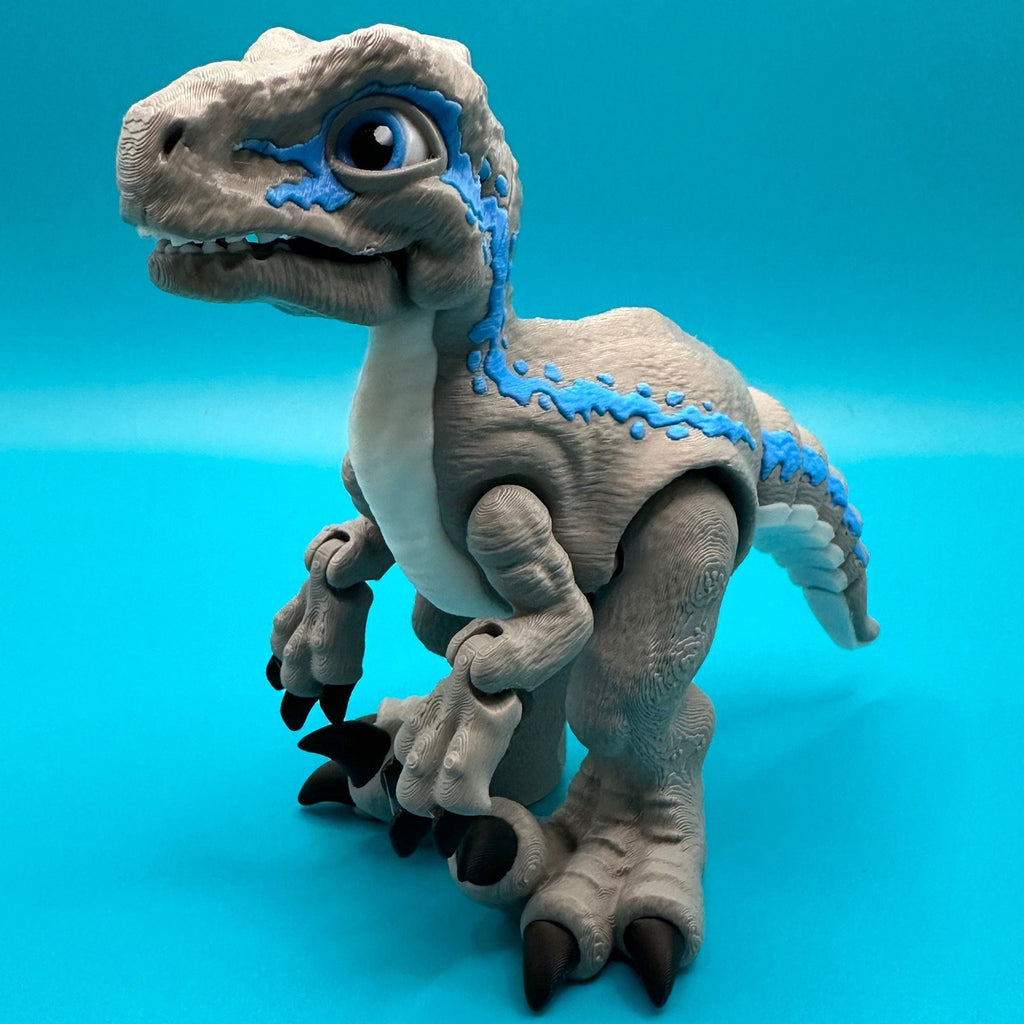 Articulated Velociraptor Dinosaur Fidget Desk Toy | Stlflix | Blue | Raptor