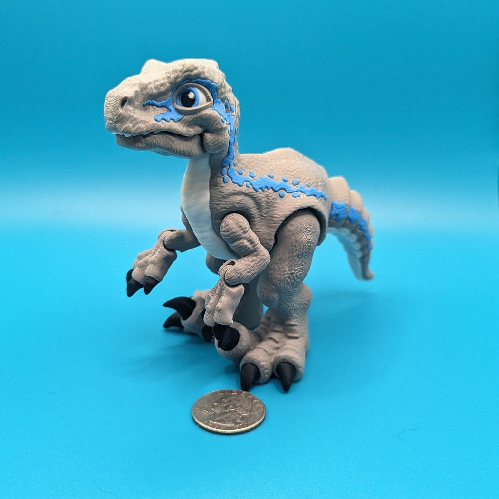 Articulated Velociraptor Dinosaur Fidget Desk Toy | Stlflix | Blue | Raptor