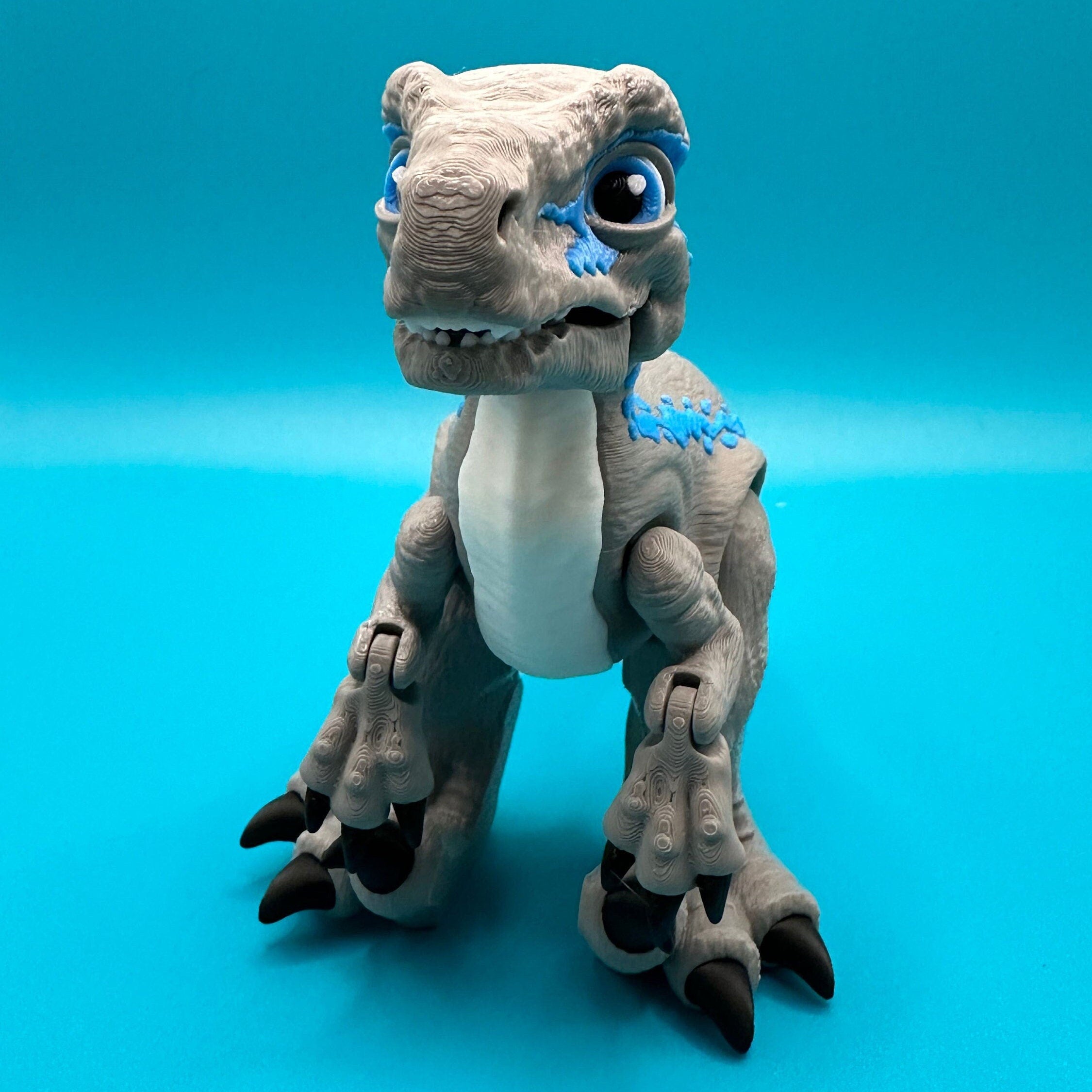 Articulated Velociraptor Dinosaur Fidget Desk Toy | Stlflix | Blue | Raptor